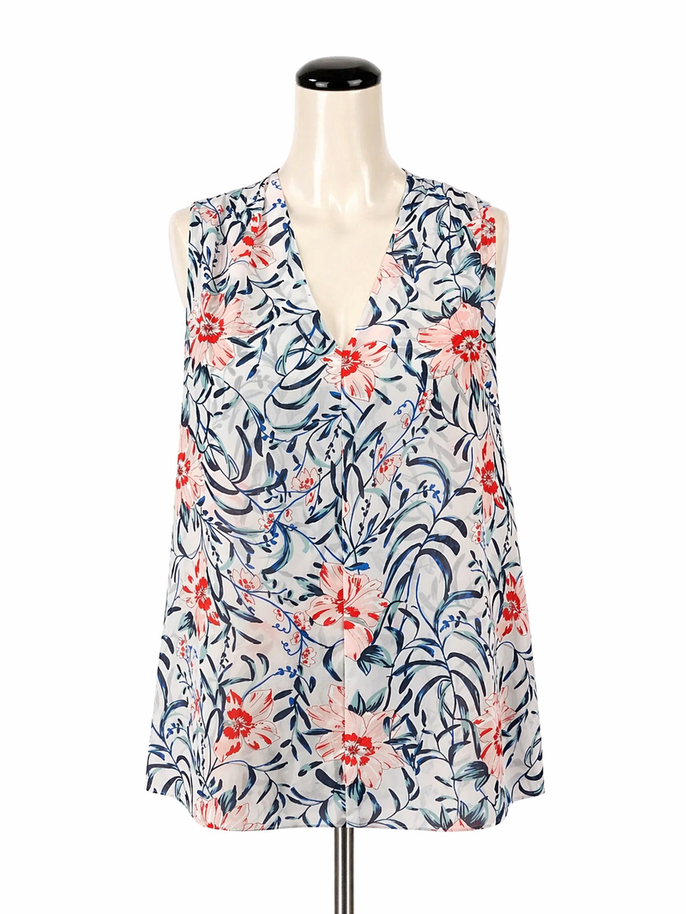cabi Tipple Blouse Size Small Floral Sleeveless V-Neck Top